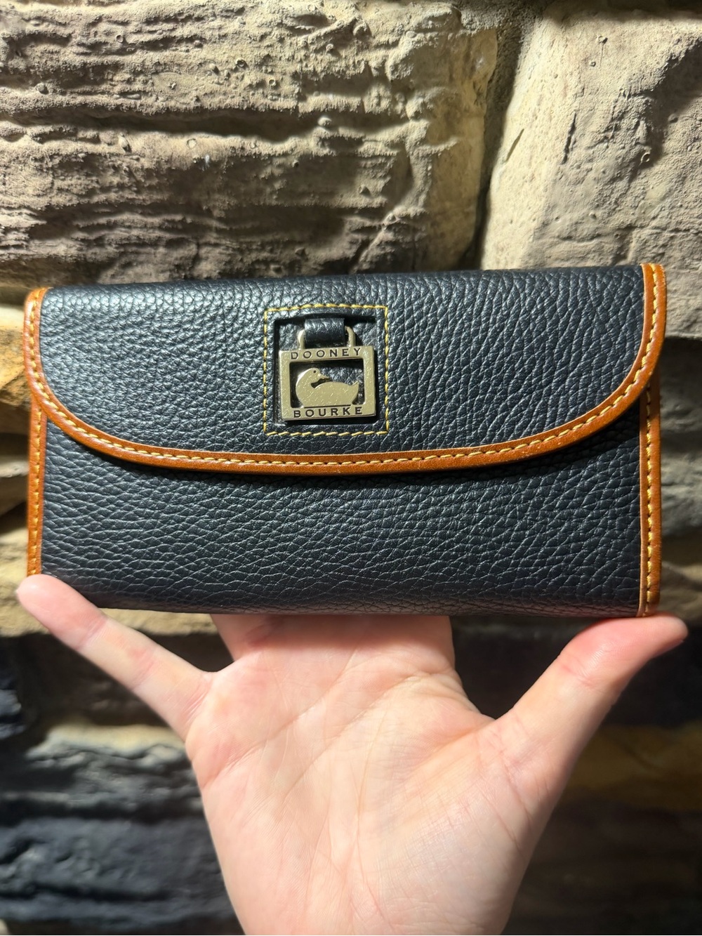 Dooney & Bourke Black Pebbled Leather Continental wallet